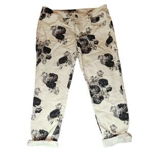 American Eagle Floral Jegging Jean Womens Ivory Black Roses Low Rise Size 12